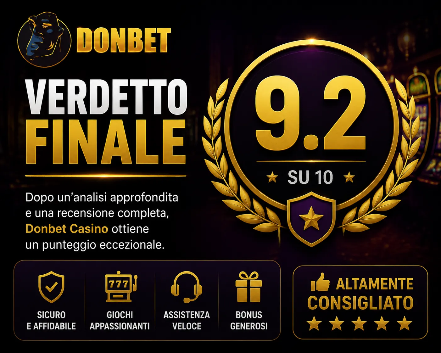 Verdetto finale Donbet casino: 9.2 su 10